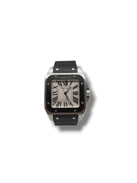 Montre Cartier Santos, bracelet caoutchouc