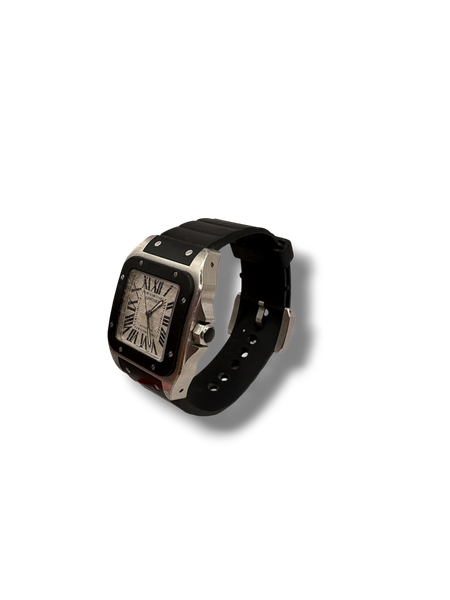 Montre cartier Santos , bracelet caoutchouc