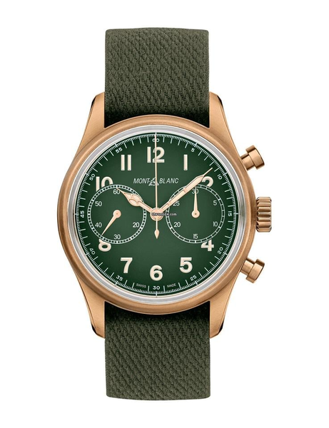 Montre Chronographe Automatique 1858 Edition Limitée 42 mm en Bronze Bracelet en toile Kaki