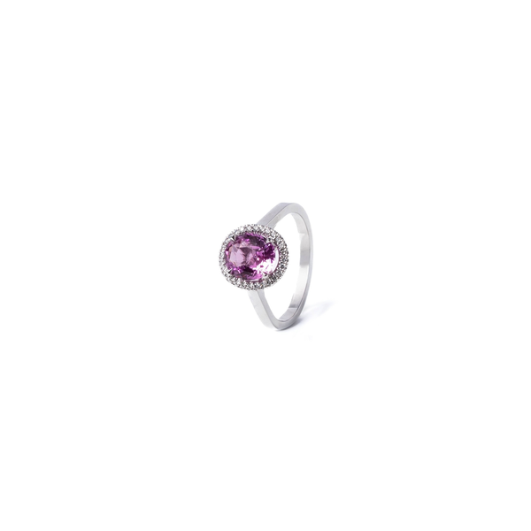 Bague Saphir Rose 2,02 Carats et Diamants 0,13 Carats