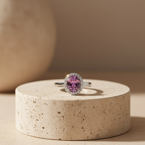Bague Saphir Rose 2,02 Carats et Diamants 0,13 Carats