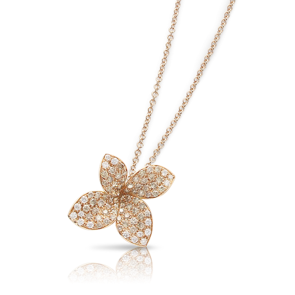 Collier Petit Garden Or rose Diamants Champagne et blancs 0.30 carats