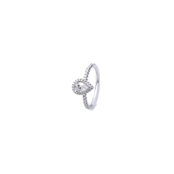 Bague Diamant Poire 0,4 Carats Entourage 0,29 Carats