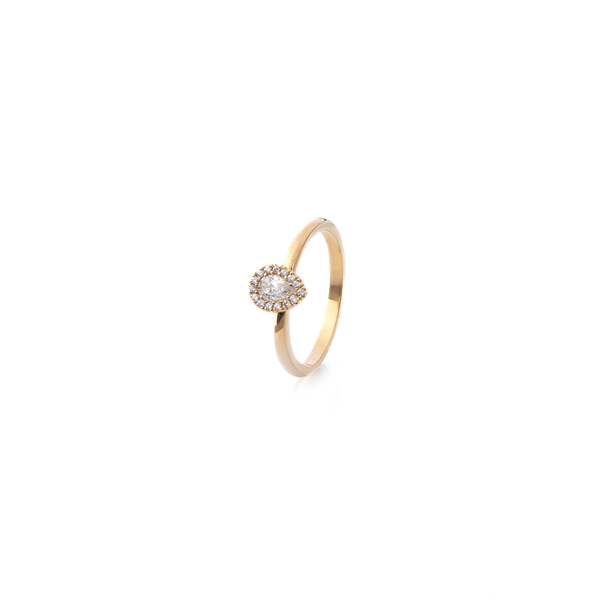 Bague Diamant Taille Poire 0,19 Carats Entourage 0,06 Carats