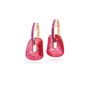Boucles d'oreilles Puzzle Or rose Saphirs rose 3 Nacres
