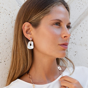 Boucles d'oreilles Puzzle Maxi Or rose 3 Nacres