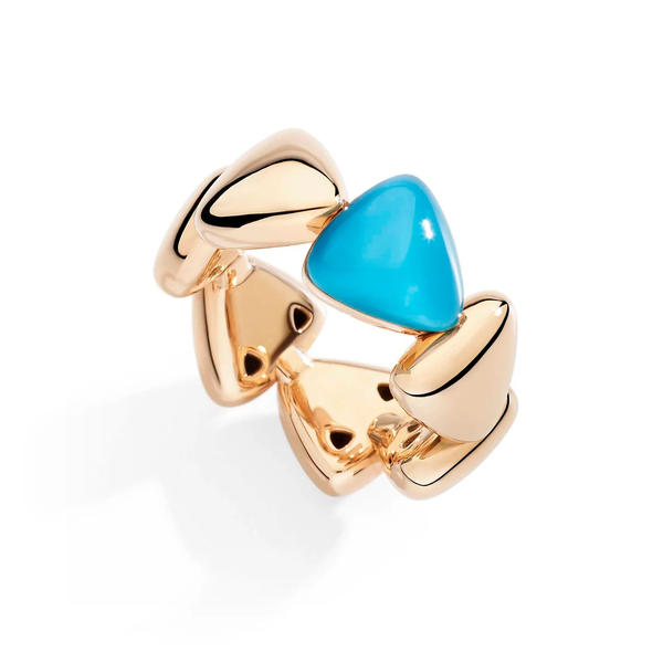 Bague Freccia Midi Or rose Cristal de Roche Turquoise