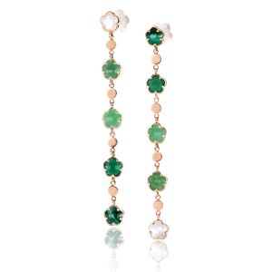 Boucles d'oreilles Figlia Dei Fiori Or rose Gemmes Vertes