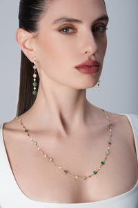 Boucles d'oreilles Figlia Dei Fiori Or rose Gemmes Vertes