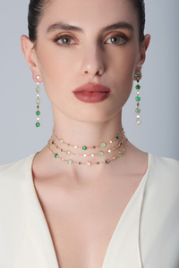 Boucles d'oreilles Figlia Dei Fiori Or rose Gemmes Vertes