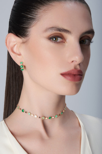 Boucles d'oreilles Figlia Dei Fiori Or rose Gemmes Vertes