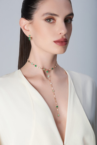 Boucles d'oreilles Figlia Dei Fiori Or rose Gemmes Vertes
