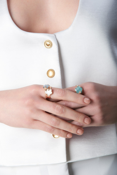 Bague Petit Joli Or Rose Agate et Pierre de Lune