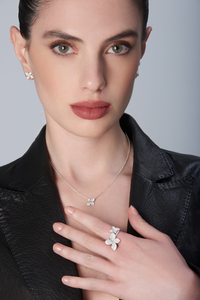 Collier Petit Garden Or Blanc Diamants 0.16 ct