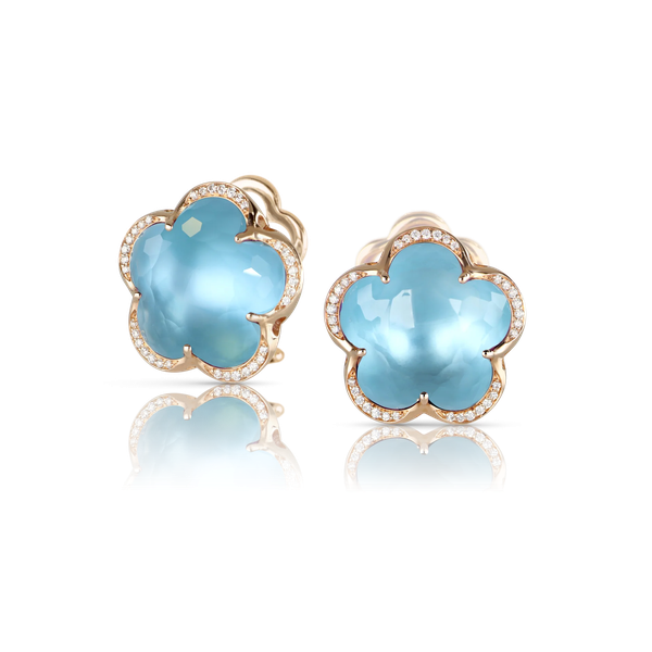 Boucles D'Oreilles Bon Ton Topaze Bleue