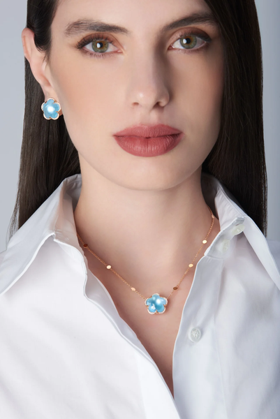 Boucles D'Oreilles Bon Ton Topaze Bleue