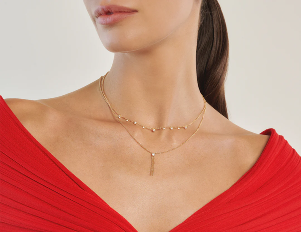 Collier Multi Solitaire Or Jaune Diamants 0,48 carats