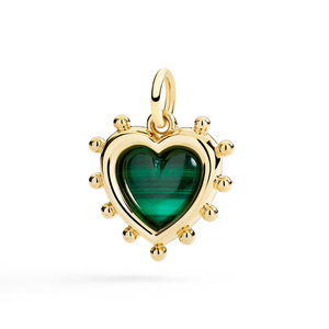 Charm Coeur Or jaune Malachite