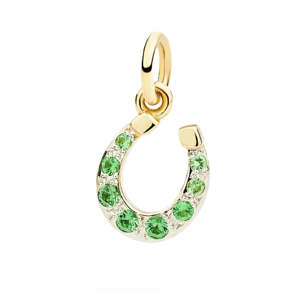 Charm Fer à Cheval Or Jaune 9 Carats et Tsavorites