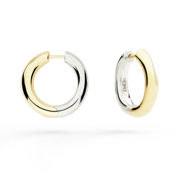 Boucles d'Oreilles Pepita Argent et Or Jaune 9K