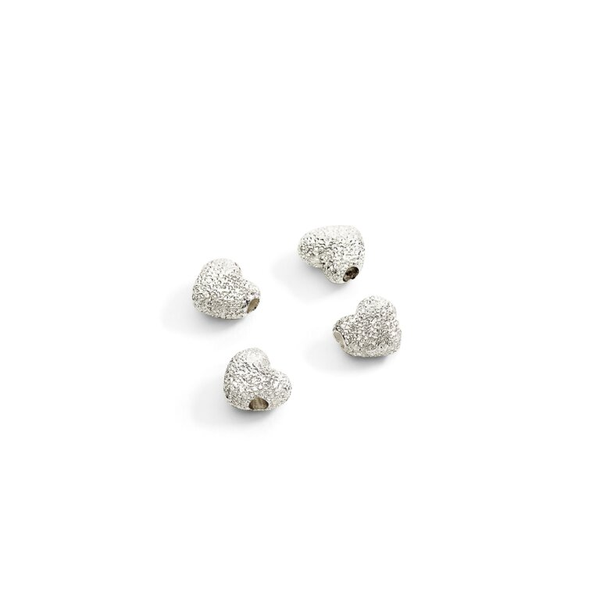 Composants Coeur Argent Effet diamanté - 4 unités