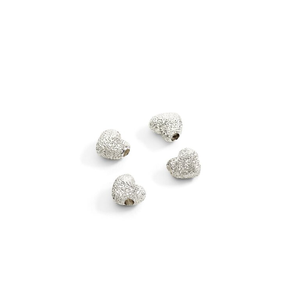 Composants Coeur Argent Effet diamanté - 4 unités
