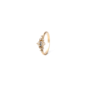 Bague Diamant Jaune Ovale 0,52 Carats et 0,09 Carats