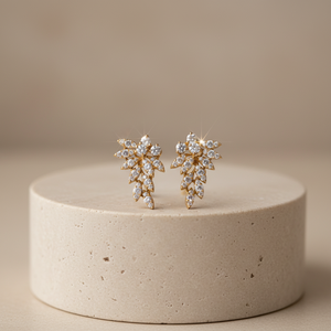 Boucles d'Oreilles Feuilles Diamants 0,91 carats