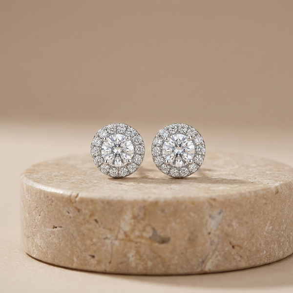 Boucles d'Oreilles Diamants 2*0,34 Carats + 0,2 Carats