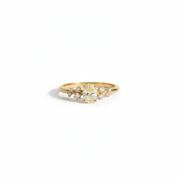 Bague Diamant Taille Ovale 0,51 Carats et 0,11 Carats