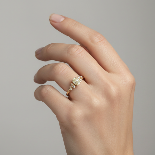 Bague Diamant Taille Ovale 0,51 Carats et 0,11 Carats