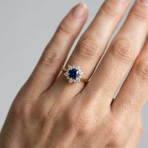 Bague Saphir Entourage Diamant Soleil