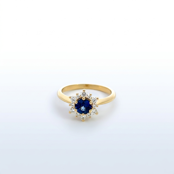 Bague Saphir Entourage Diamant Soleil