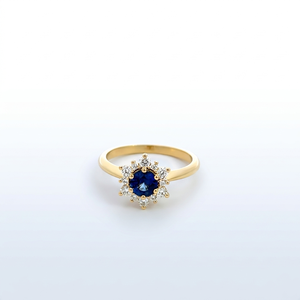 Bague Saphir Entourage Diamant Soleil
