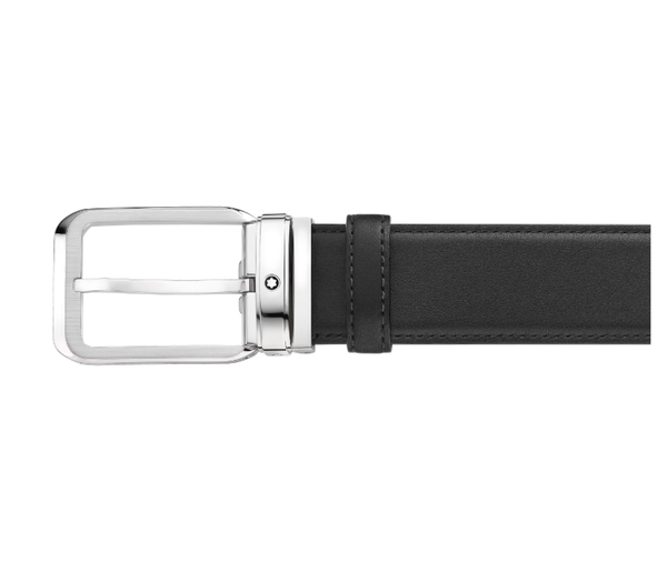 Ceinture 35mm Boucle Rectangulaire Cuir Noir Lisse