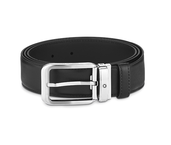 Ceinture 35mm Boucle Rectangulaire Cuir Noir Lisse