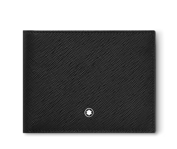 Portefeuille Cuir Sartorial Noir 6CC & 2 Poches Transparentes