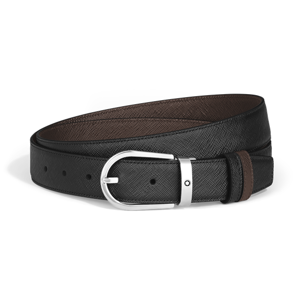 Ceinture Réversible Fer à Cheval 30MM en Cuir Sartorial Ebony 
Noir