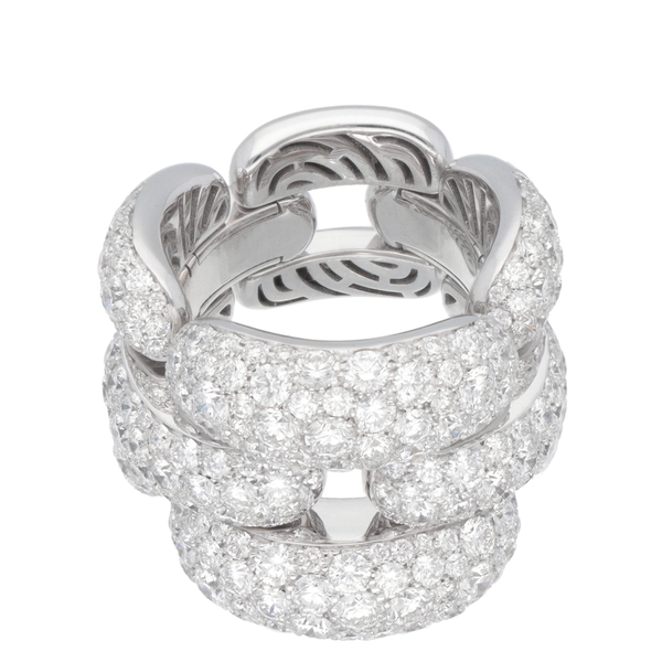 Bague Stretch 70's Or blanc Diamants 5 carats