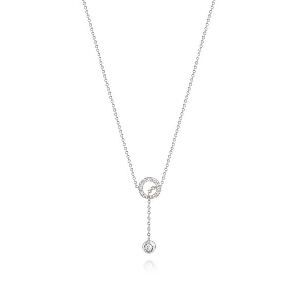 Collier Solitaire Bubble Or blanc Diamants