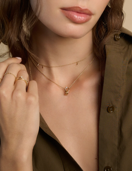 Collier Circle Solitaire Y Or Jaune Diamant
