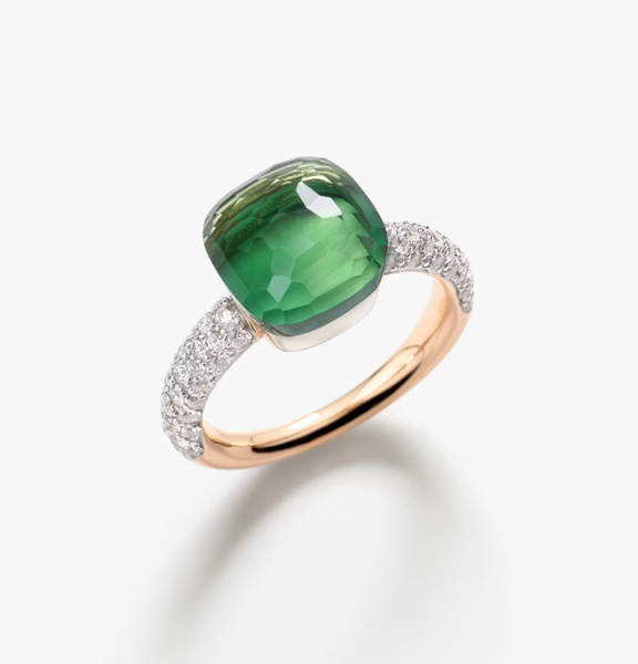 Bague Nudo Classic Prasiolite Agathe Verte Diamants