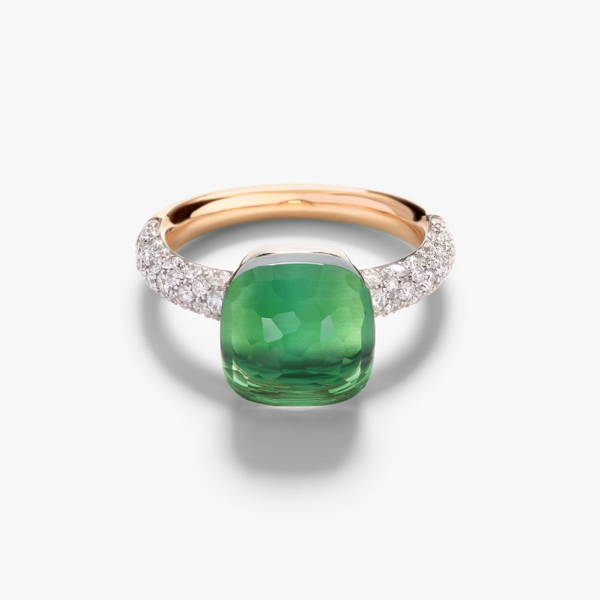 Bague Nudo Classic Prasiolite Agathe Verte Diamants