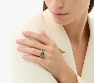 Bague Nudo Classic Prasiolite Agathe Verte Diamants