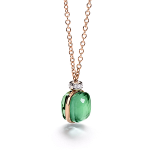 Collier Nudo Or rose Prasiolite Agathe Verte Diamants