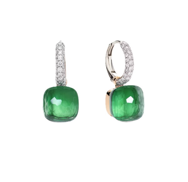 Boucles d'oreilles Nudo Prasiolite, Agathe Verte Diamants
