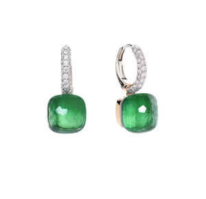 Boucles d'oreilles Nudo Prasiolite, Agathe Verte Diamants