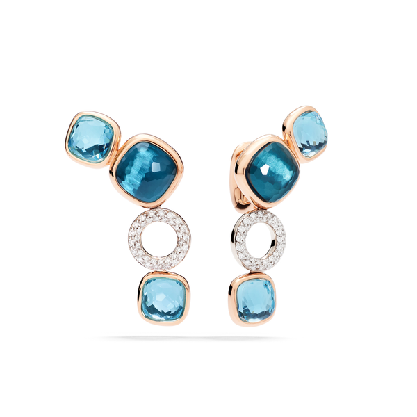 Boucles d'oreilles Nudo Topaze Blue London, Topaze Bleu Ciel, Diamants