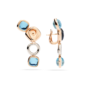 Boucles d'oreilles Nudo Topaze Blue London, Topaze Bleu Ciel, Diamants