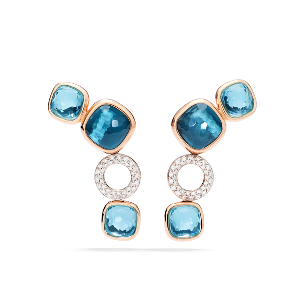 Boucles d'oreilles Nudo Topaze Blue London, Topaze Bleu Ciel, Diamants